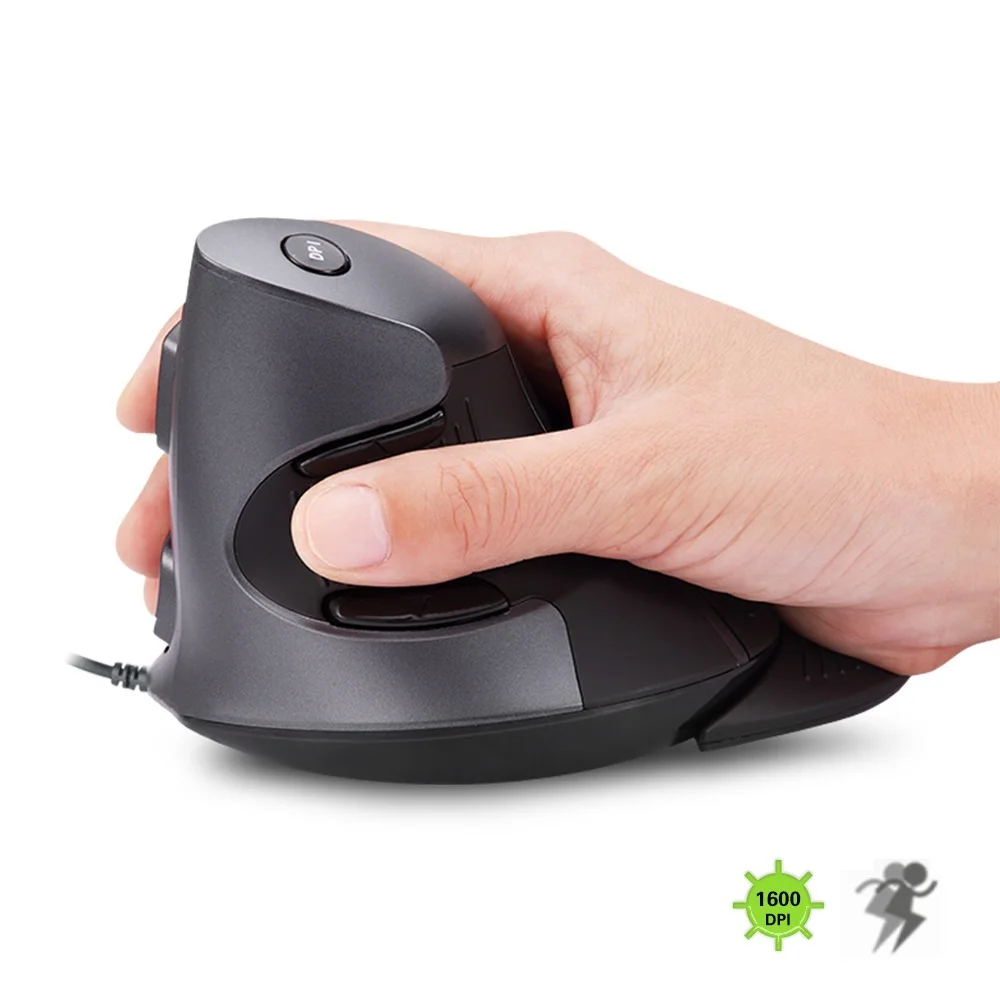 

M618 BU Ergonomic Vertical Mouse 6 Buttons 800/1200/1600 DPI Optical Right Hand Mice with Wrist mat For PC Laptop