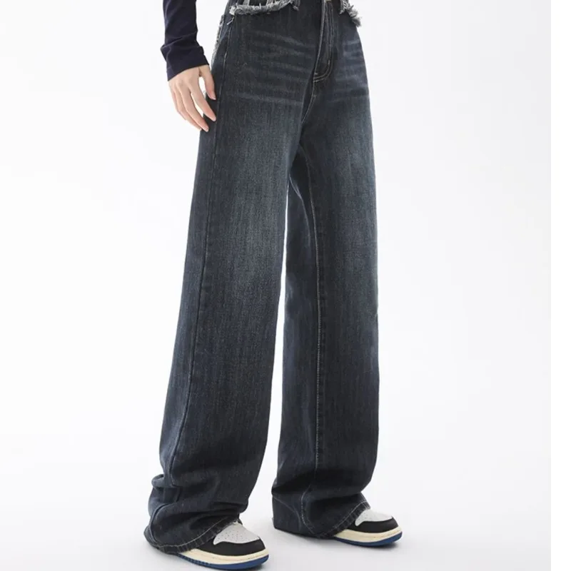 Женские брюки Широкие джинсы с высокой талией мешковатые широкие Прямые Тяжелые