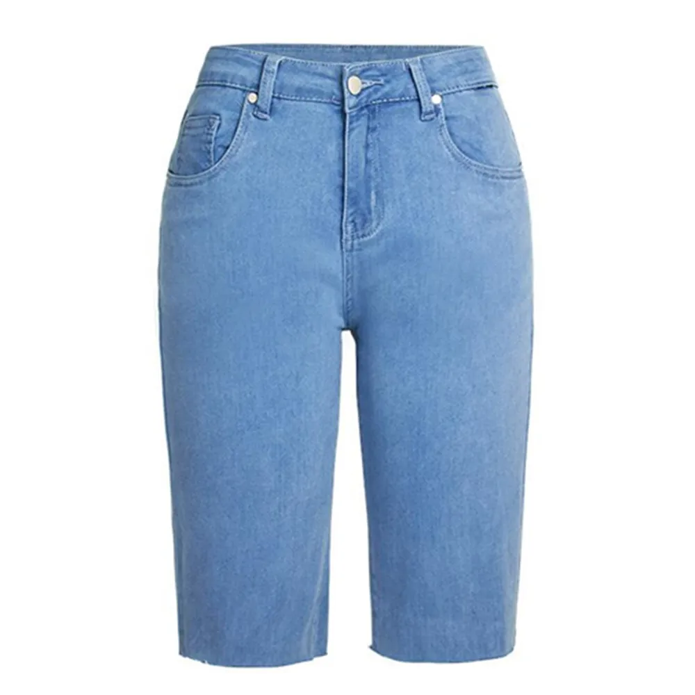 

2023 New Summer Long Denim Shorts Women Fashion Knee Length Pants Straight Jeans Shorts Female Streetwear Sexy Pocket Shorts