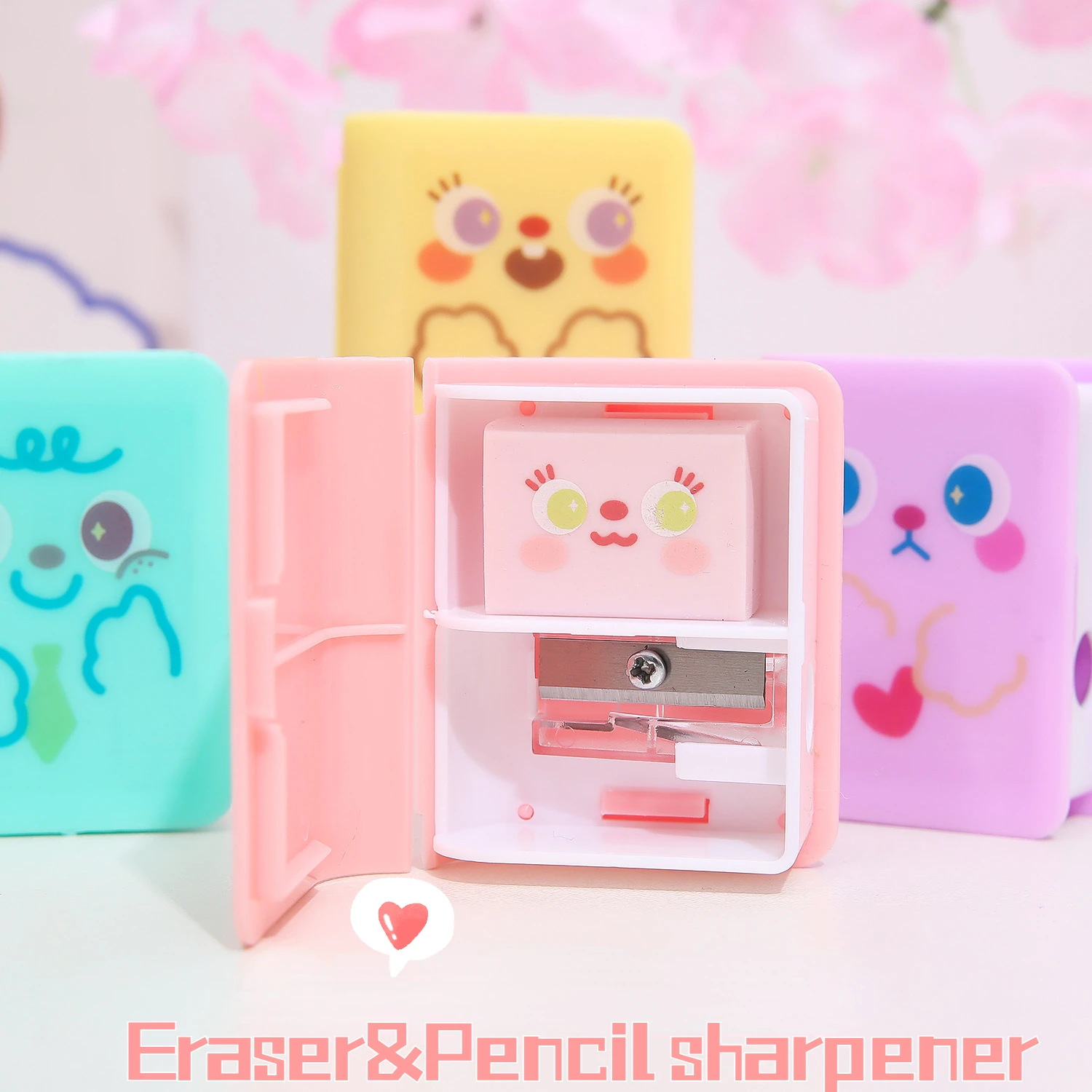 Eraser Pencil Sharpener Set Cute Cartoon Stationery School S