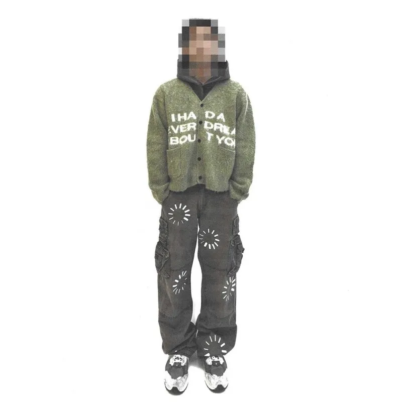 Женский вязаный свитер в стиле хип-хоп Y2k