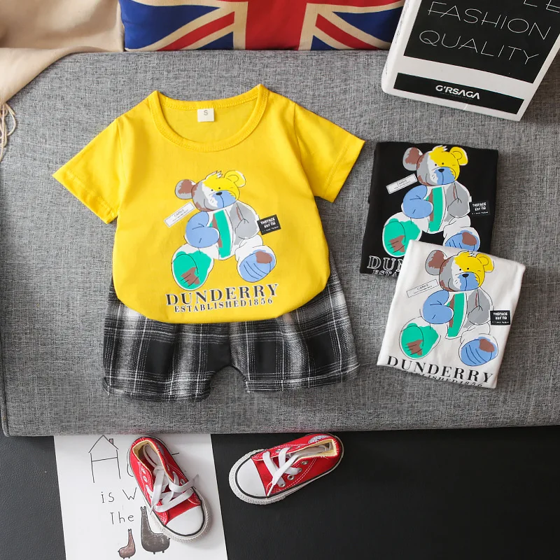 

Boys and girls short-sleeved T-shirt children's new summer clothes 2021 new foreign boy short-sleeved handsome two-piece suit