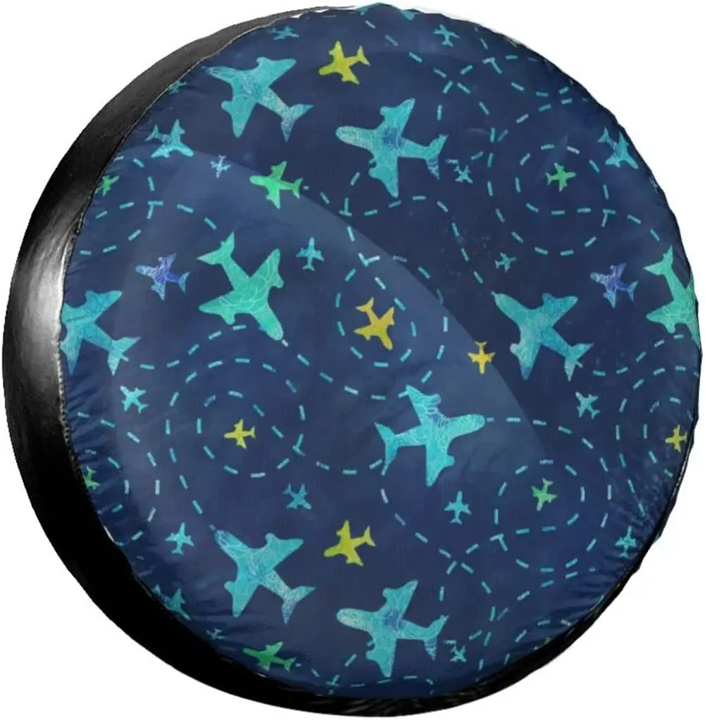 

Airplane Mode Printing Spare Tire Cover Waterproof Dustproof Wheel Protector Cover for Camper, Trailer, Rv, SUV, Truck Sun Cover