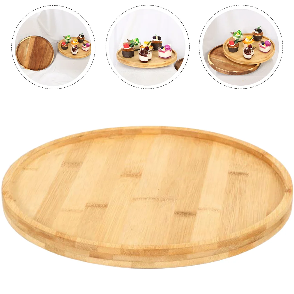 

Tray Serving Rotating Wood Organizer Turntable Wooden Plate Kitchen Container Bread Tea Rack Holder Bathroom Dessert Fruit