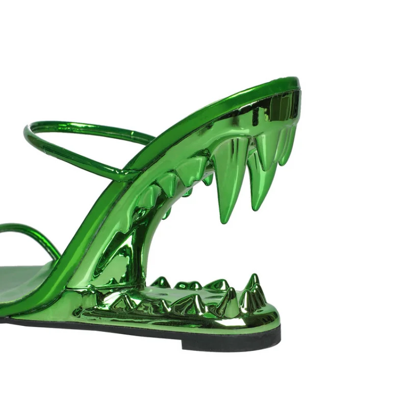 2023 Show Teeth Abnormal-heeled Women's High-heeled Slippers Runway Style Wedge Open-toed Sandals M2-1