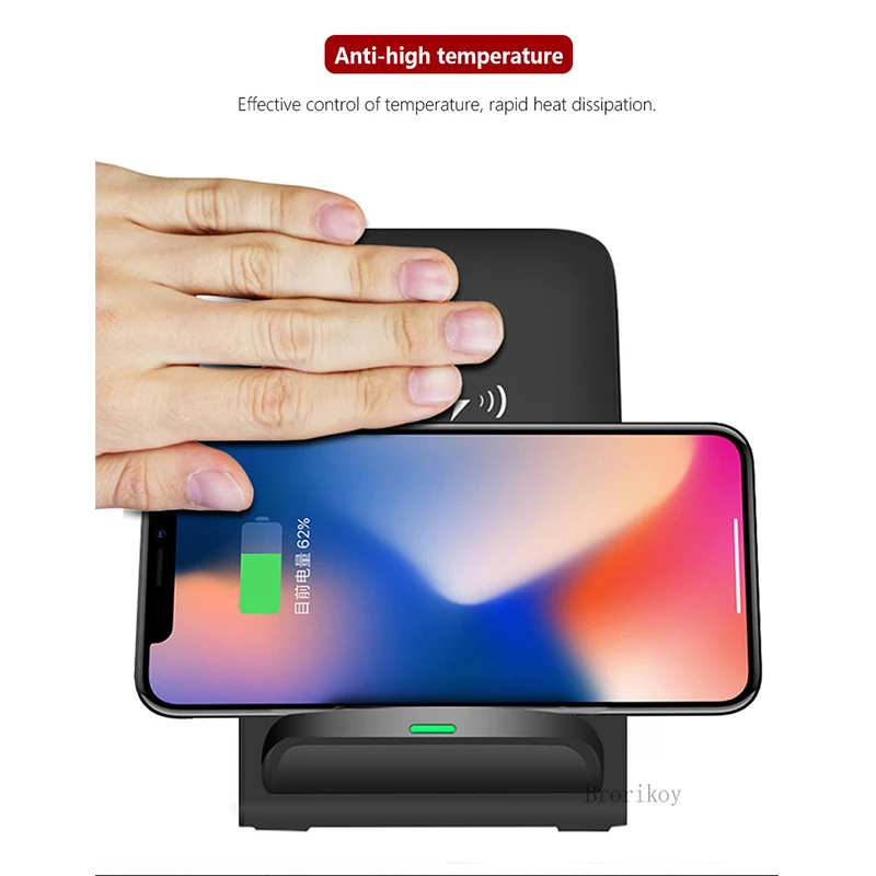 brorikoy 10w wireless charging stand holder qi induction charger for samsung s20 s10 note 9 8 for iphone 12 11 pro x xs max xr free global shipping
