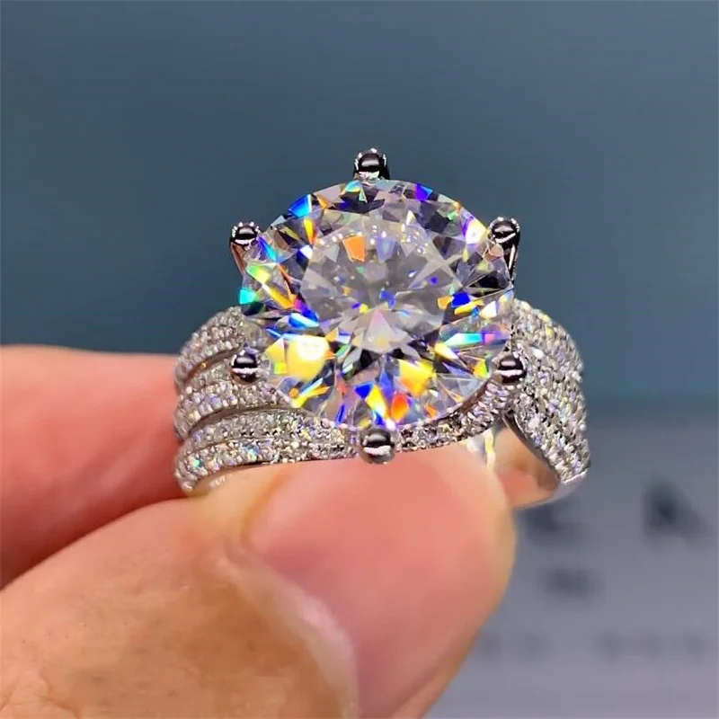 

Trendy 3 Colors Round Shape Inlaid White Zircon Ring For Women Wedding Party Jewelry Female Hand Accessories Size 6-11