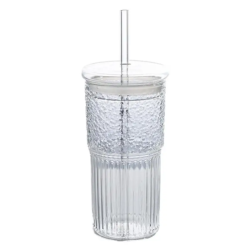

Iced Coffee Glasses Portable Tumblers Cup With Lids And Straws Durable Drinking Glasses Wide Mouth Cups For Coffee Tea Juices