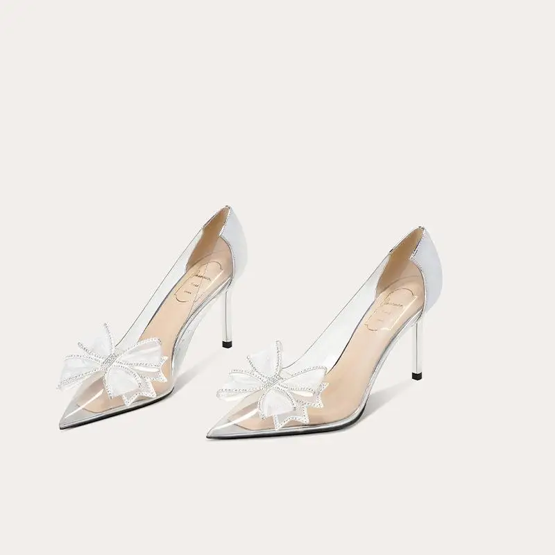 

Туфли-лодочки женские на шпильке высотой 8,5 см с бантом