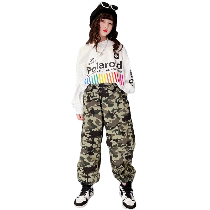 

Спортивный костюм для мальчиков и девочек, свитшот и камуфляжные брюки цвета хаки, хаки, осенний комплект из 2 предметов, одежда для маленьких детей