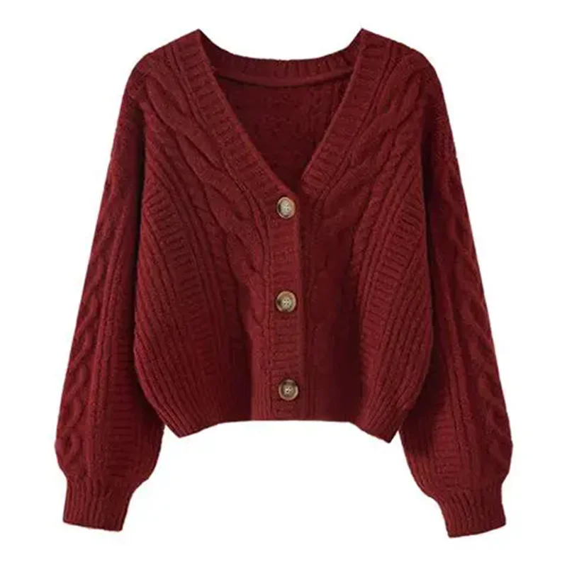 2024 нежный свободный свитер с v-образным вырезом весенний вязаный кардиган