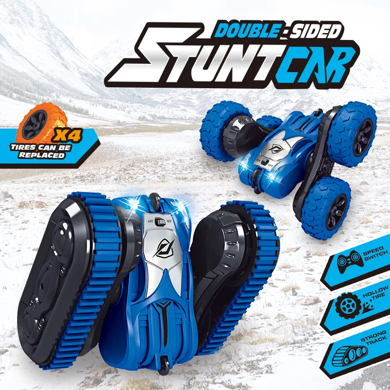 

RC stunt car 2-in-1 double-sided tumbling high-speed car tank track jump car off-road control boy remote control toy gift