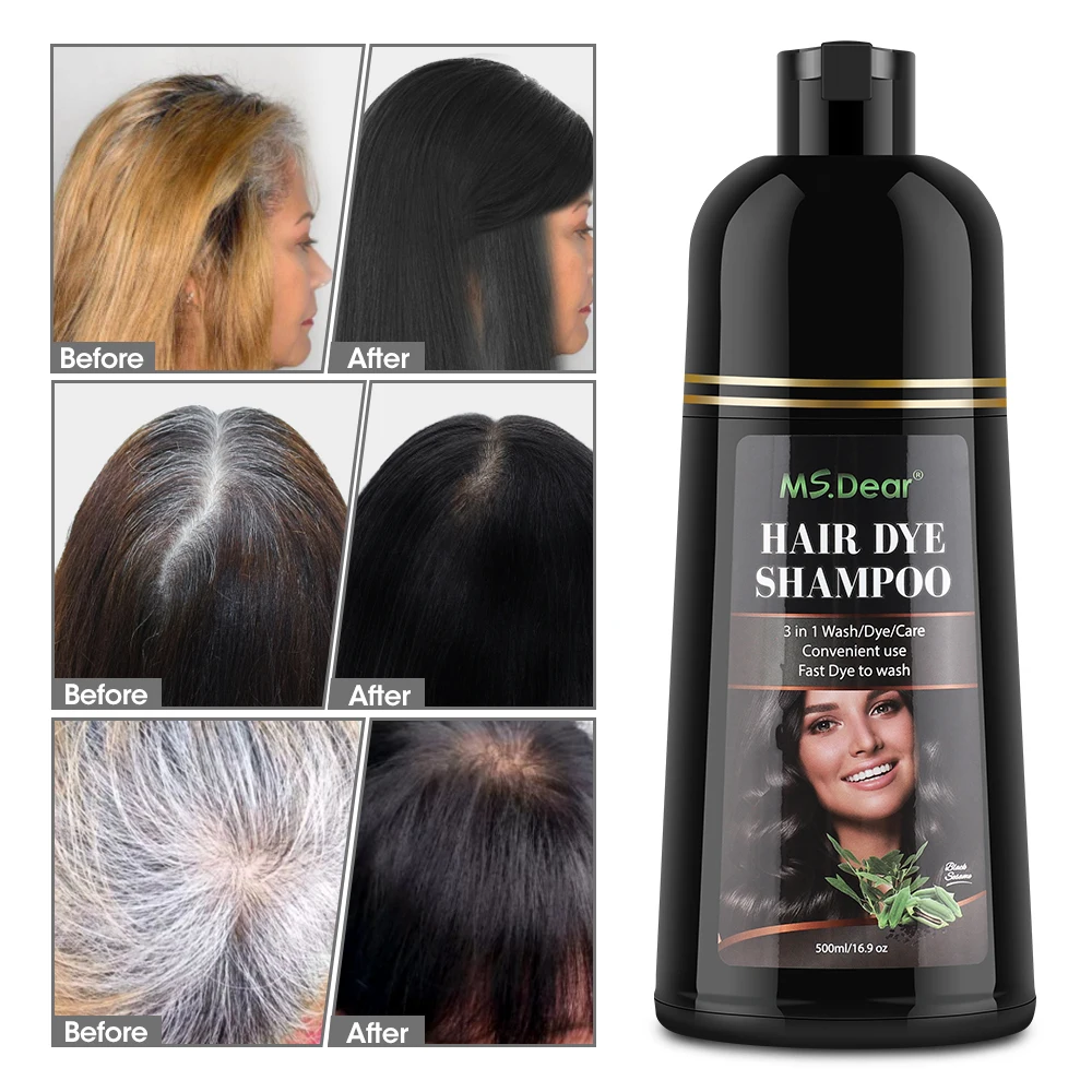 

500ML Hair Dye Shampoo Natural Herbal Fast Dyeing Black Coffee Deep Moisturizing DIY Washing Dying Caring Hair Color Shampoo