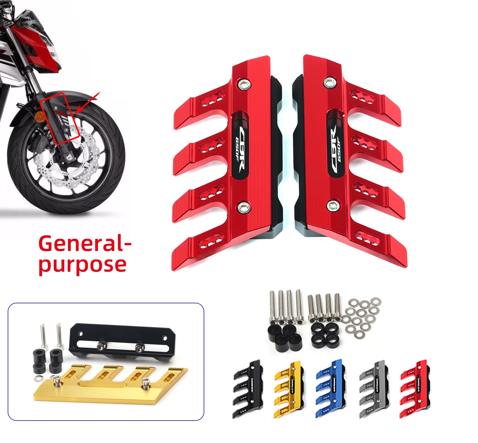 

With Logo For Honda CBR650F Motorcycle Mudguard Front Fork Protector Guard Block Front Fender Anti-fall Slider Accessories