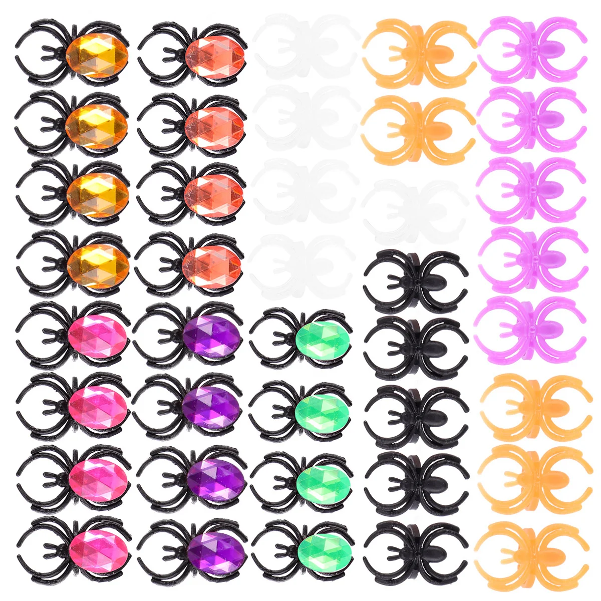 

40pcs Spider Ring Jewel Rhinestone Ring Props Decoration Rings Toys for Party Favors Kids Trick