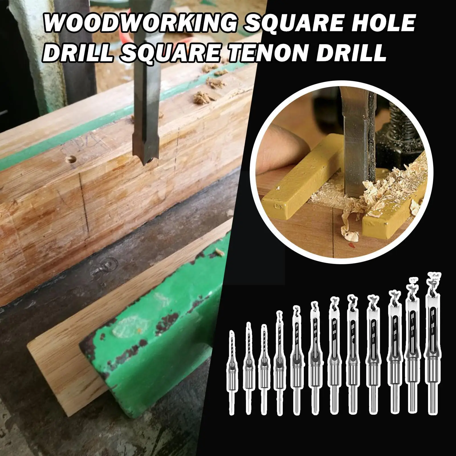 

Woodworking Square Hole Drill Square Tenon Drill Woodworking Tongue Core Saw Carving Extended Drill Chisel Extended Groove M0L7