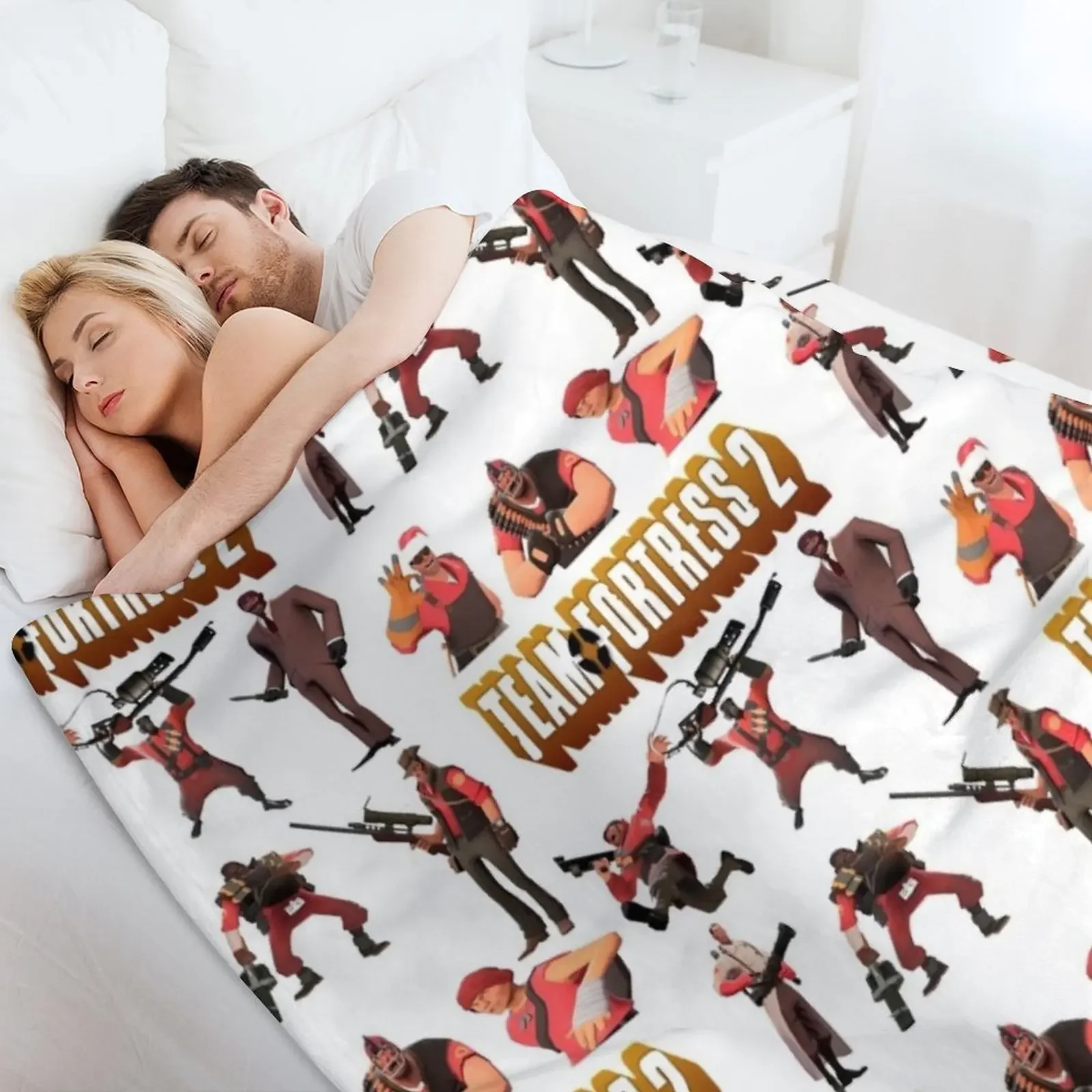 Team Fortress 2: Все персонажи / Класс с логотипом TF2. Одеяло. Одиночное роскошное одеяло.