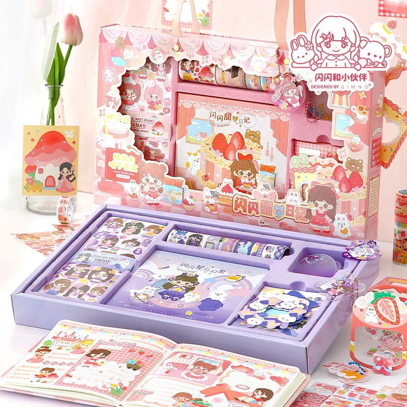 

116 шт. кавайные Мультяшные персонализированные школьные блокноты для девочек, набор подарков Papeleria Kawaii