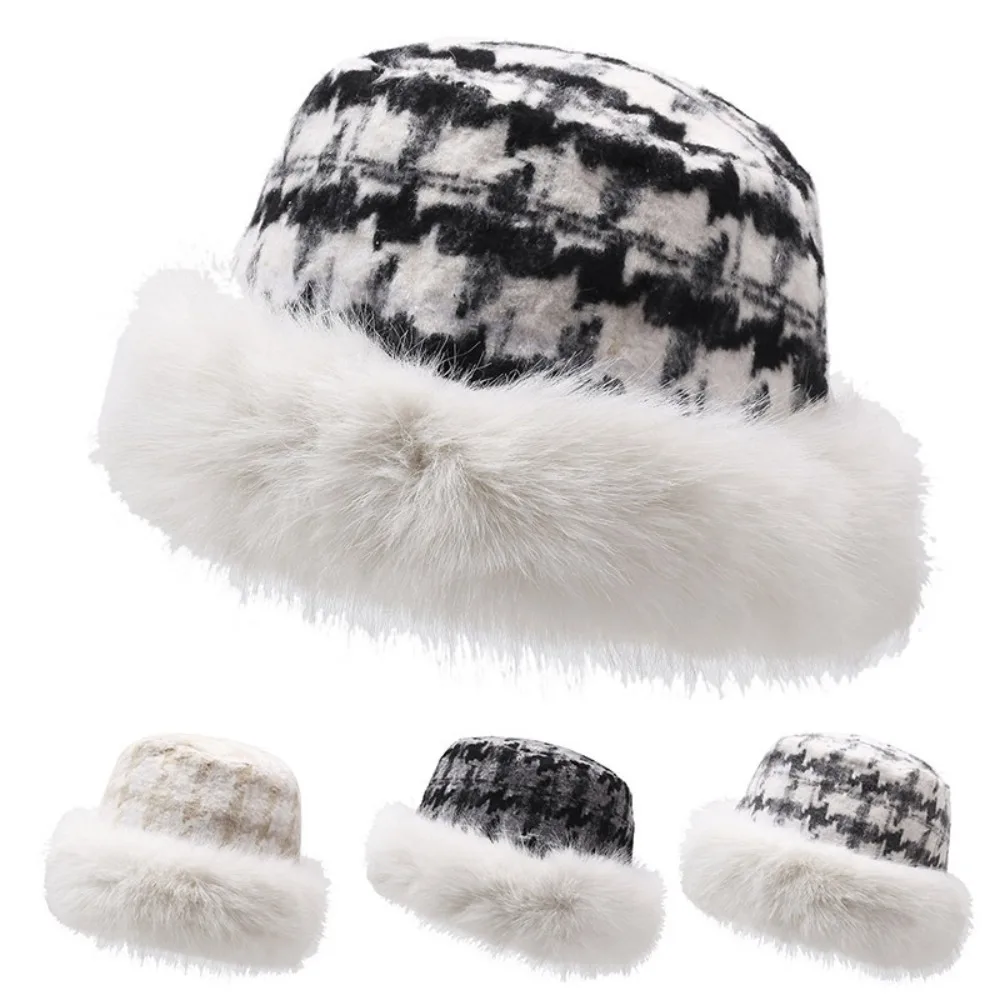 Новая теплая пушистая меховая панама утолщенная плюшевая рыбацкая шляпа со