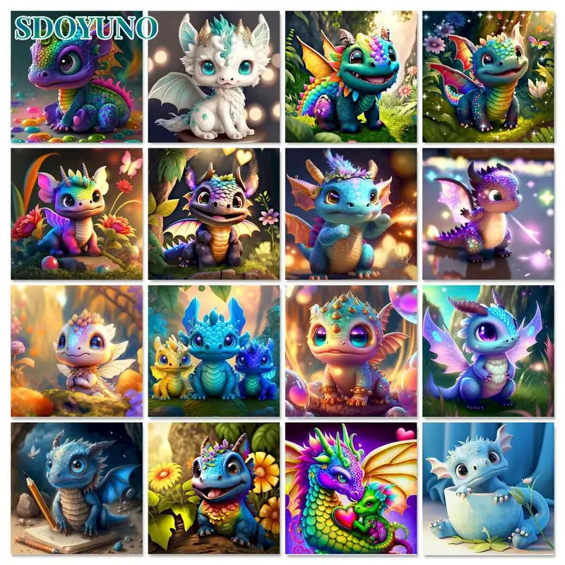 

Набор для рисования по номерам на холсте дракон, с рамкой