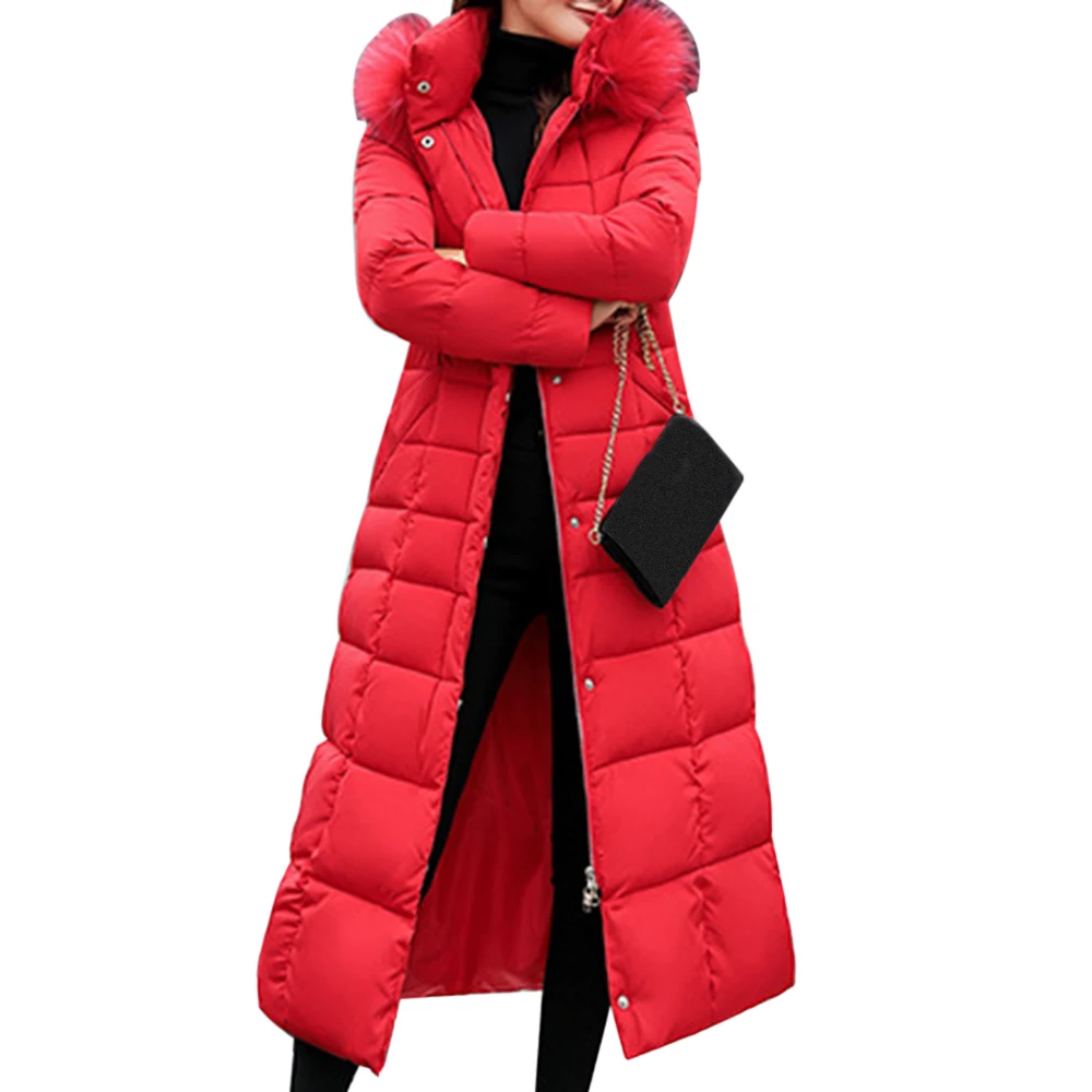 Ladies Casual Long Coat Parker Winter Women's Fashion Solid Color Zipper Pocket Pure Cotton Thick Warm Hooded Maxi Coat Jackett
