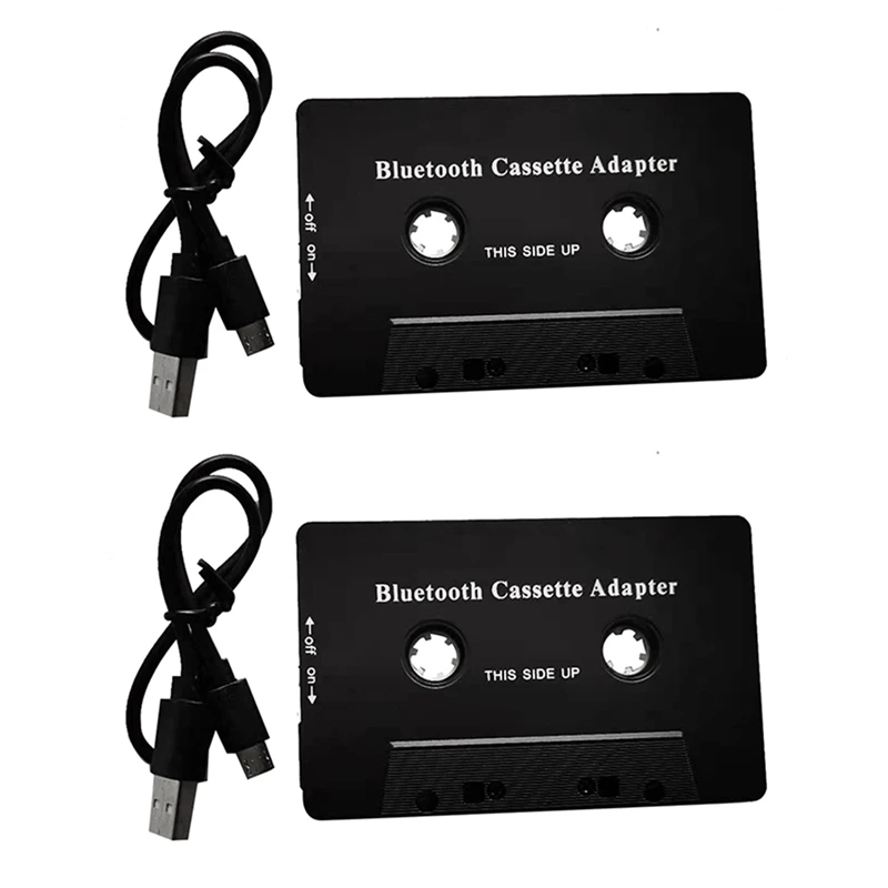 

2X Universal Cassette Bluetooth 5.0 Audio Car Tape Aux Stereo Adapter With Mic For Phone MP3 AUX Cable CD Player