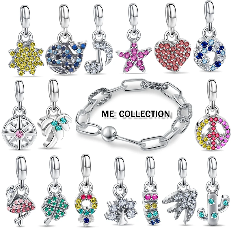 Бусины из серебра 2022 пробы для браслета Pandora ME, подвеска-цепочка из серебра 925 пробы