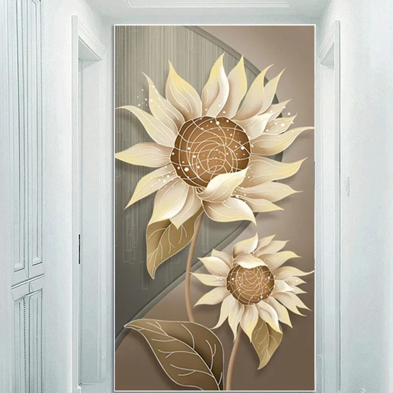 

Home Art Painting Home Decor Sunflower Wall Art Picture Living Room Bedroom Flower Print Painting Feather Canvas Frameless
