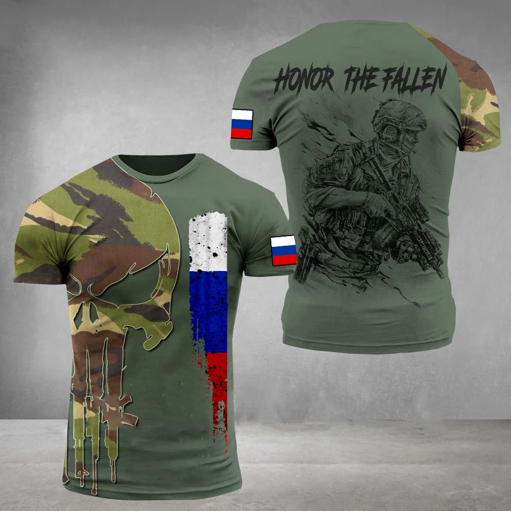 Russia Army Camouflage Men Ladies T Shirt Commando ARMY-VETERAN 3D Special Forces Short Sleeve Tactical Shirts Men's Clothing