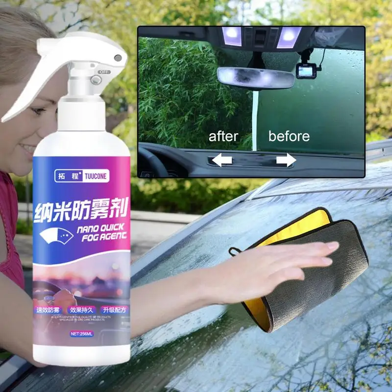 

Defogging Spray Car Glass Waterproof Coating Agent Long-Lasting Fog Remover With Cloth For Windows Windshields Mirrors Shower