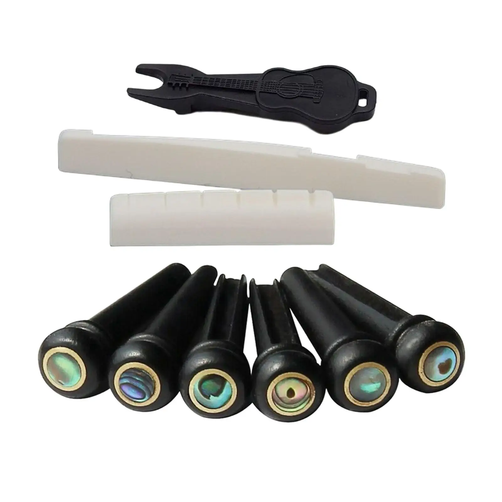 

6Pcs Portable Guitar Bridge Pins Saddle Nut Set with Pins Puller for Acoustic Folk Guitar Luthier DIY Replacement Parts Accs