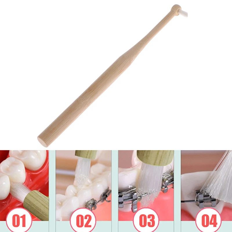 

1PCS Orthodontic Bamboo Toothbrush Hotel Bed And Breakfast Single Hole Brush Cylindrical Toothbrush Small Head Soft Hair