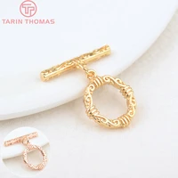 32596 sets o15mm t21mm 24k gold color plated brass round bracelet o toggle clasps high quality diy jewelry accessories