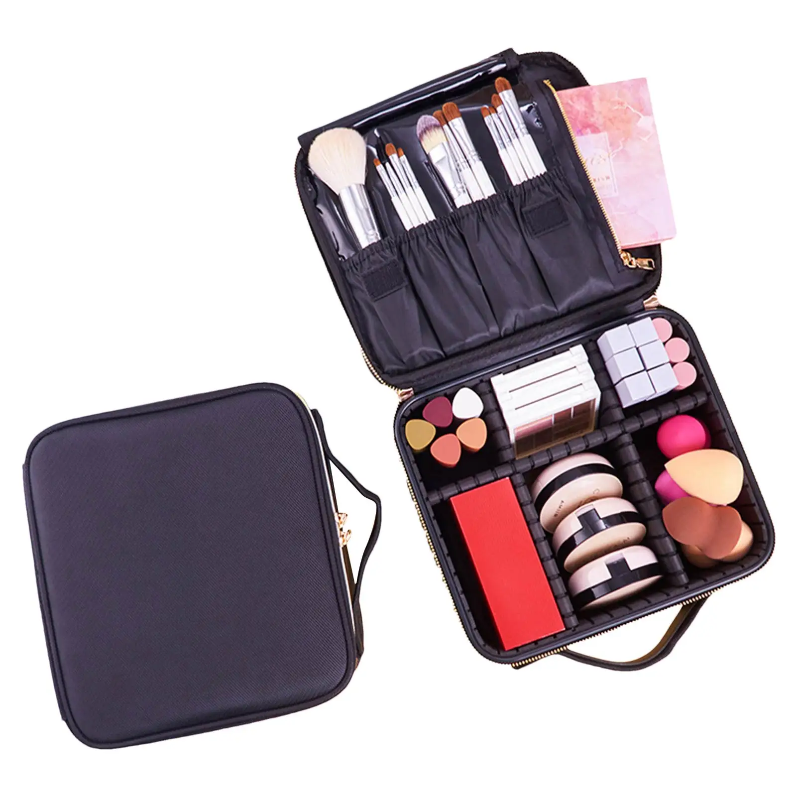 

Makeup Train Case Makeup Artist Travel Case With Brush Holder Waterproof Portable Artist Storage Bag With Adjustable Dividers