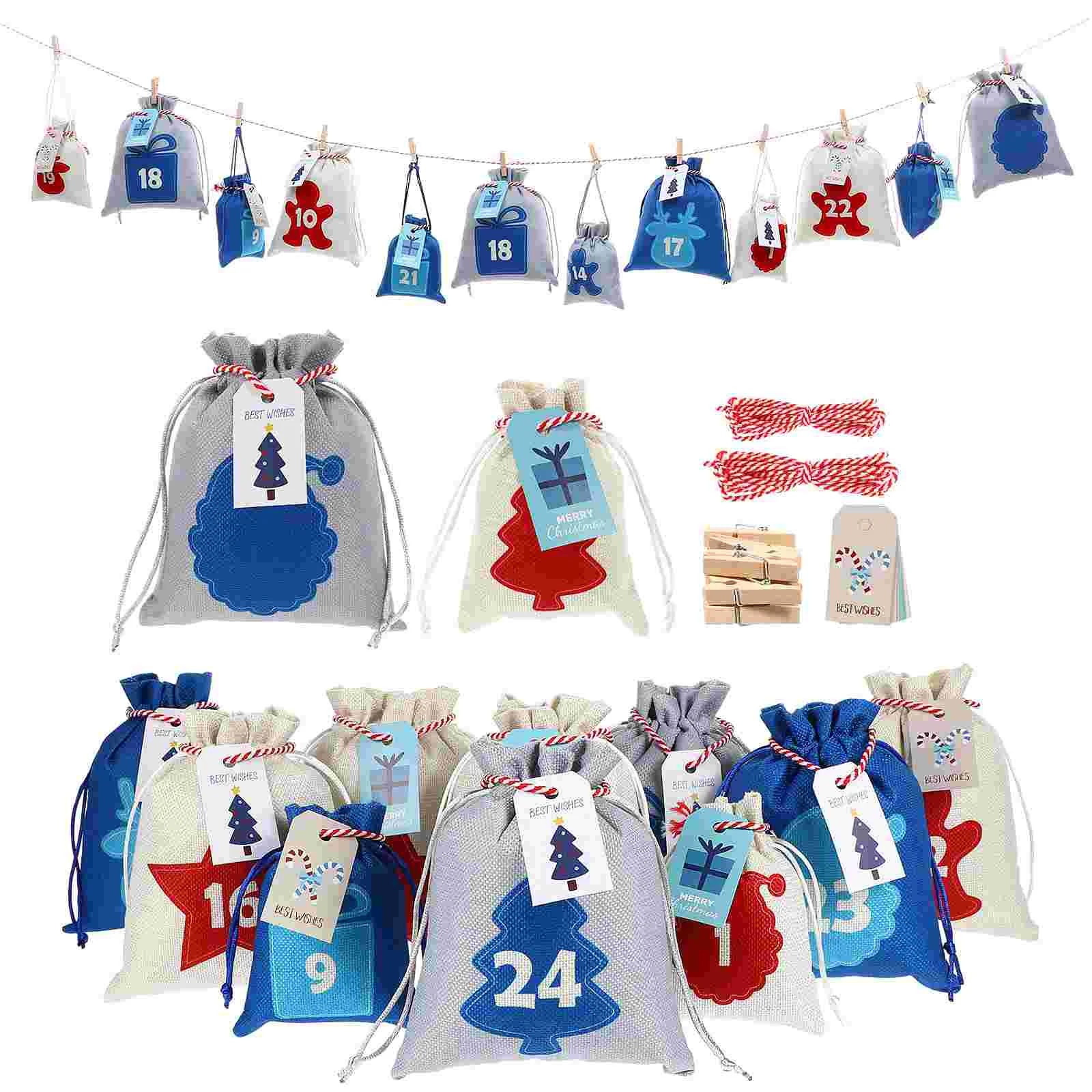 

Xmas Countdown Garland Candy Gift Bags Advent Calendar Decorations Hanging Pendants