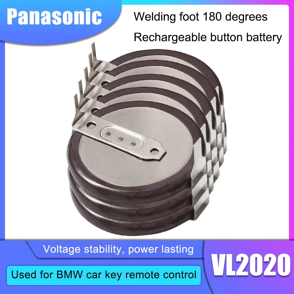 

Перезаряжаемая литиевая батарея Panasonic VL2020 VL 2020 3 в 20 мАч с 2-контактным горизонтальным основанием на 180 градусов для дистанционного ключа BMW