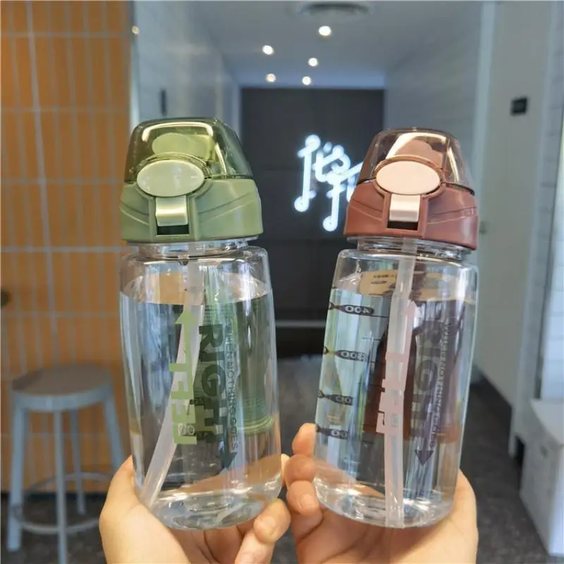 

Plastic Kettle 550ml Water Bottle With Time Marker Simple Portable Cup Summer Outdoor Straw Mug Sports Fitness Drinking Tumbler