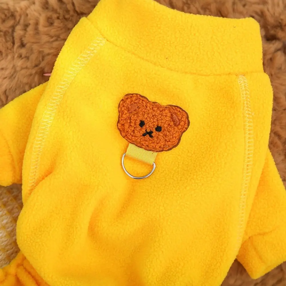 Плюшевый комбинезон для собак с рисунком медведя утолщенное теплое базовое