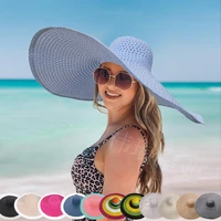 2022 summer ladies sun hats 70cm wide brim round top outdoor holiday beach cap hollow out patchwork foldable straw hat for women