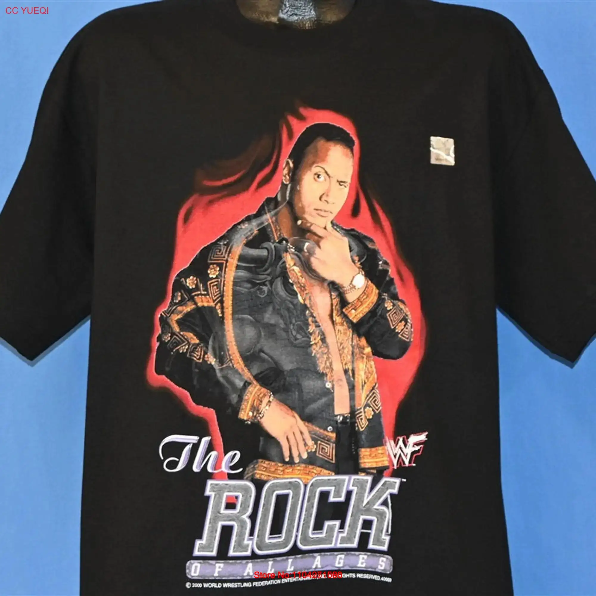 Футболка Y2K WWF Dwayne Johnson The Rock of All Ages Wrestling Deadstock большие длинные или короткие рукава