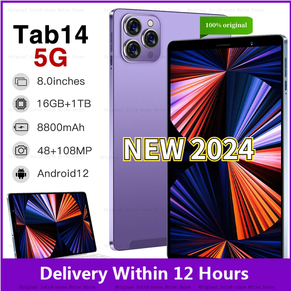 

2023 Global Version Pc Pad Tablette Tab14 Pro 5G Tablet HD Screen 16GB+1TB Tablets 8 Inch Android 12 Dual Sim Call Phone 8800mAh