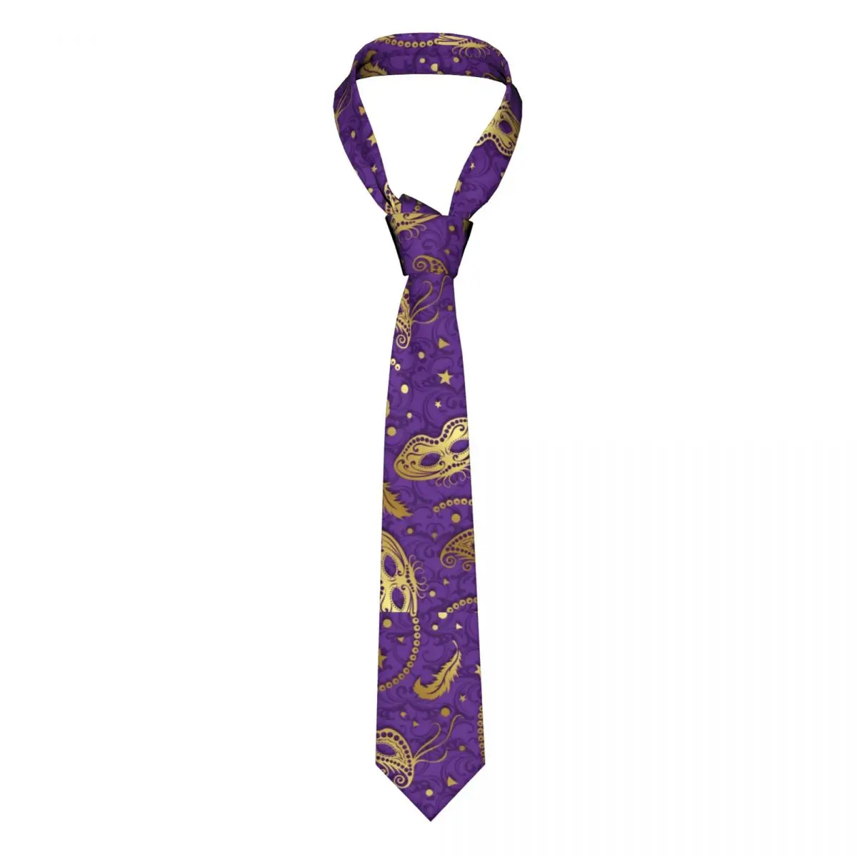 

Mardi Gras Pop Art Tie Golden Mask Print Shirt Printed Neck Ties Formal 8CM Gift Man Cravat