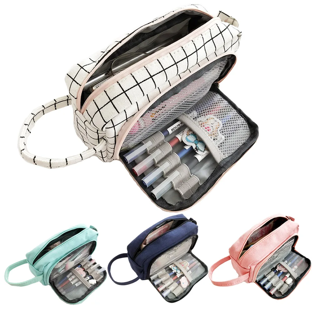 

Однотонная простая вместительная сумка для карандашей, 24 цвета, милый вместительный чехол для карандашей для учеников, милая фотография