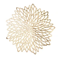 6pcs 4pcs pvc placemats silver gold metallic for dining table hollow coasters pads bowl mats vinyl leaf dining table decor