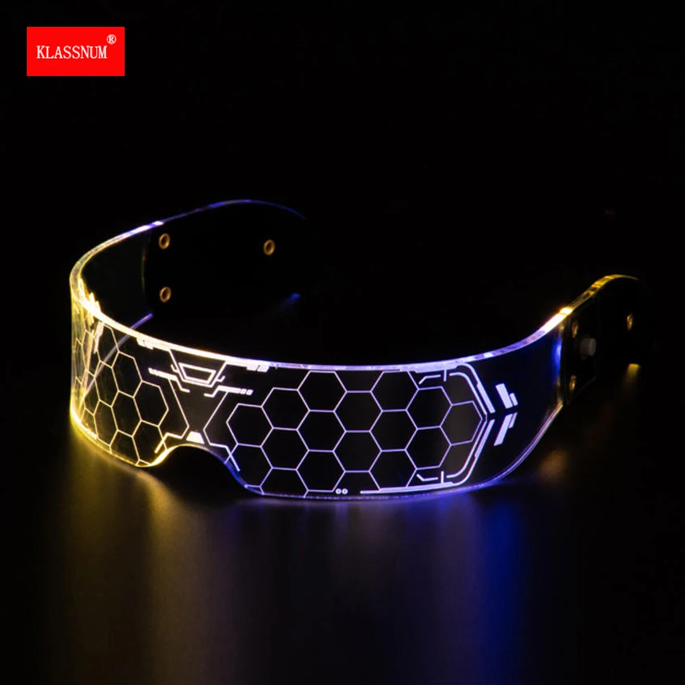 

Вечерние мигающие очки, светодиодные 7 цветов, управляемые очки, красочные светящиеся технологии, очки, светящиеся очки, сотовая оправа