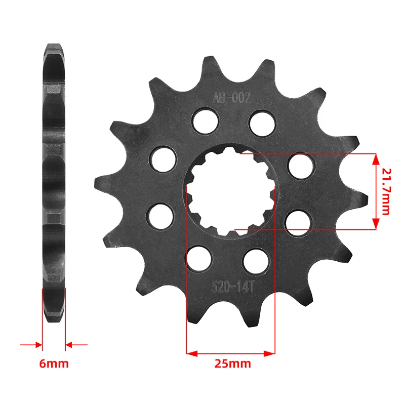 Фото Передняя звездочка 520-13/14T для Yamaha YFZ450, YFM660, YZF R25, R3, MT25, MT03, MTN320, FZ400, WR, YZ 250, 400, 426, 450, Voge 300, AC, GY R №2