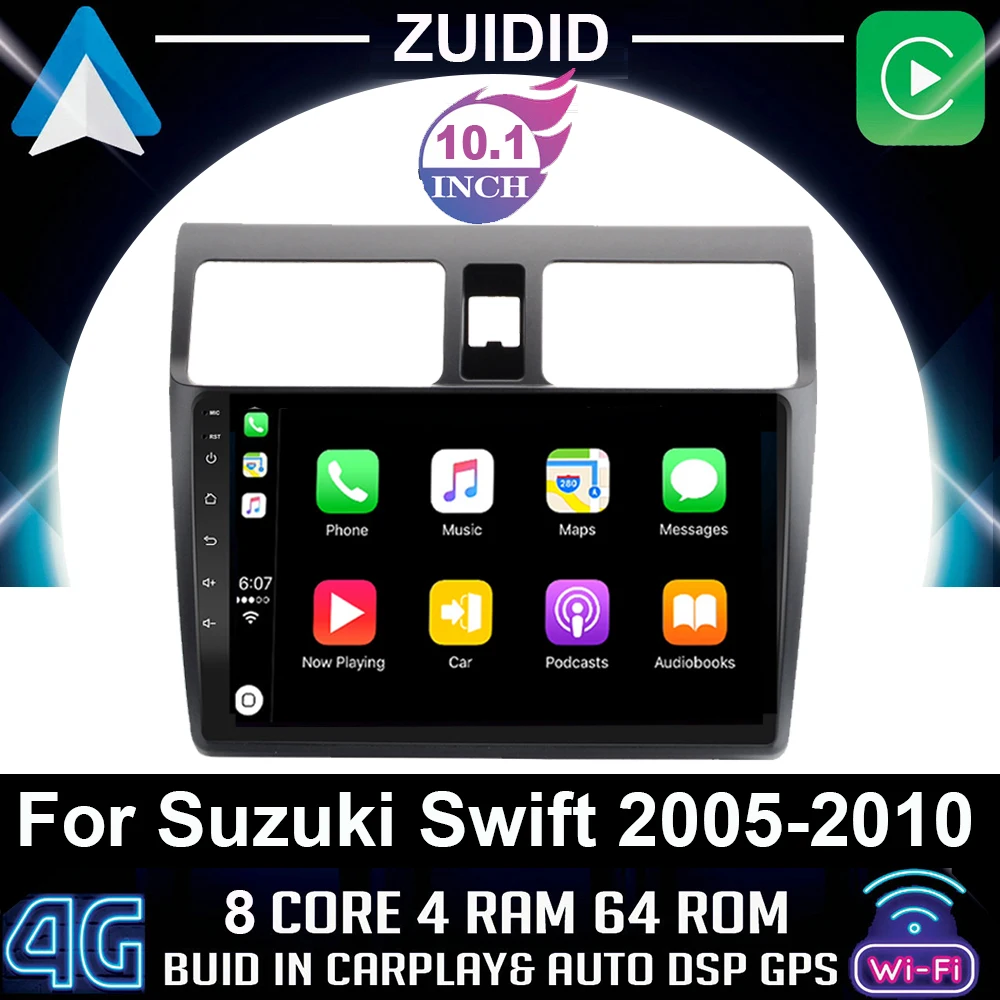 Автомобильное радио Android 10 для Suzuki Swift 2003-2010 мультимедийный видеоплеер 2Din 4G WIFI GPS навигация Carplay DVD головное устройство.