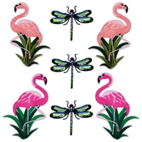 50pcslot large embroidery patchflamingo dragonfly clothing decoration sewing accessories craft diy applique