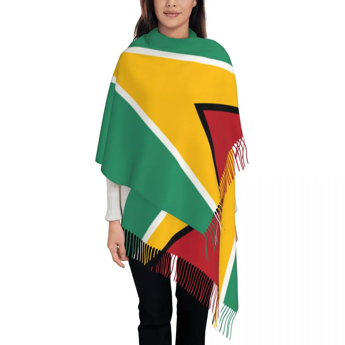 Женский шарф с кисточками и флагом Гайаны на заказ зима-осень теплые шали женские