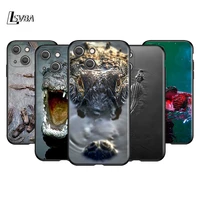 scary crocodile animal silicone cover for apple iphone 13 12 mini 11 pro xs max xr x 8 7 6s 6 plus 5s se black phone case
